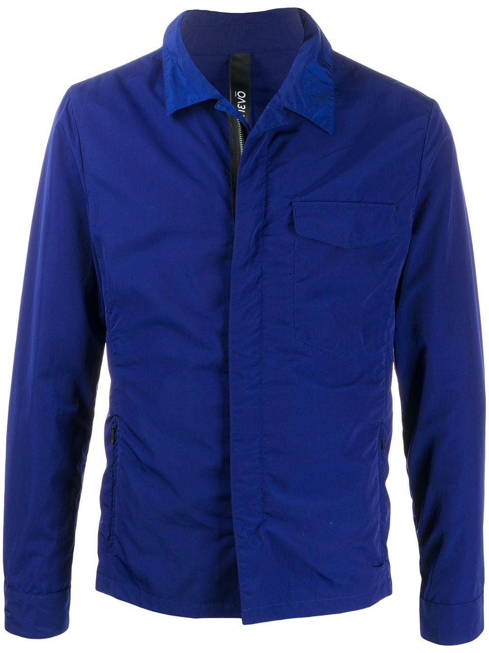 Hevo Zipped Multi-pocket Shirt Jacket In Blue