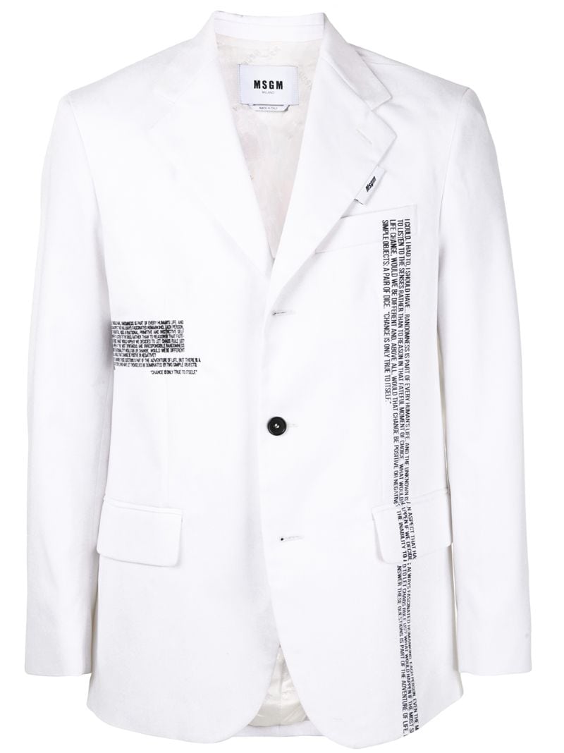 Msgm Text-print Blazer In White