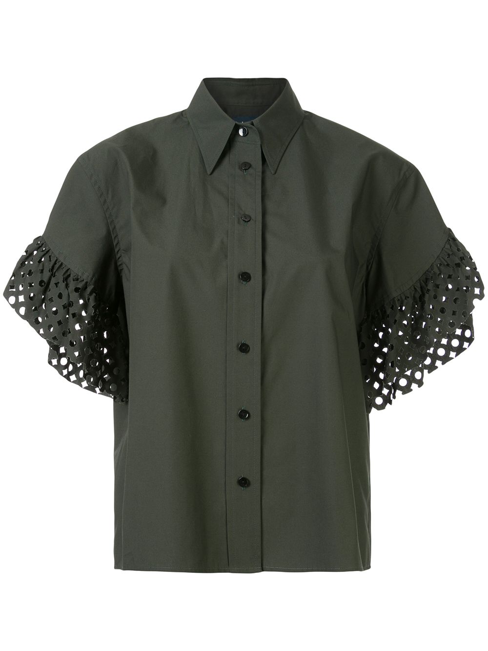 Kolor Perforated Sleeves Shirt In Green