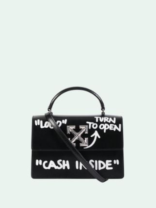 Off-White Jitney Cash Inside Top-Handle Bag, Black/White