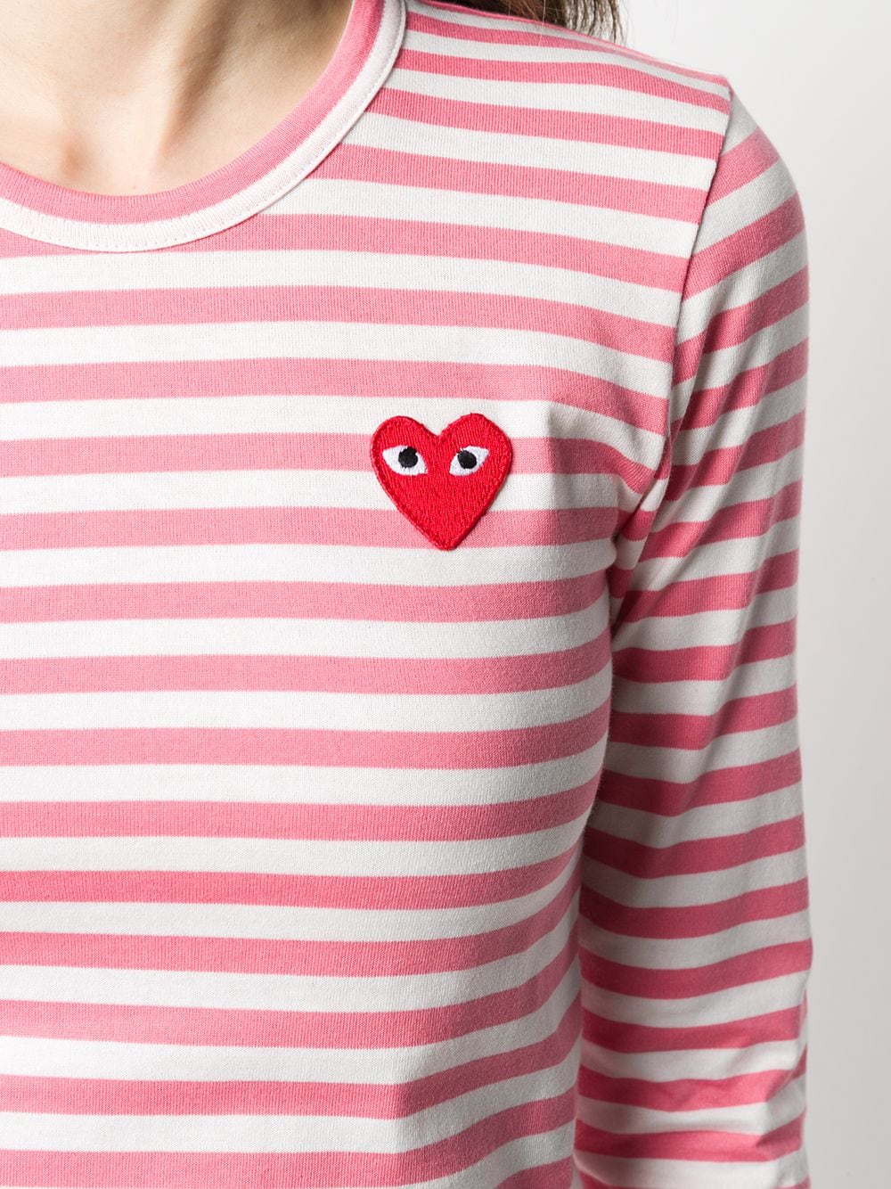 Shop Comme Des Garçons Play Striped Cotton Sweatshirt In Pink