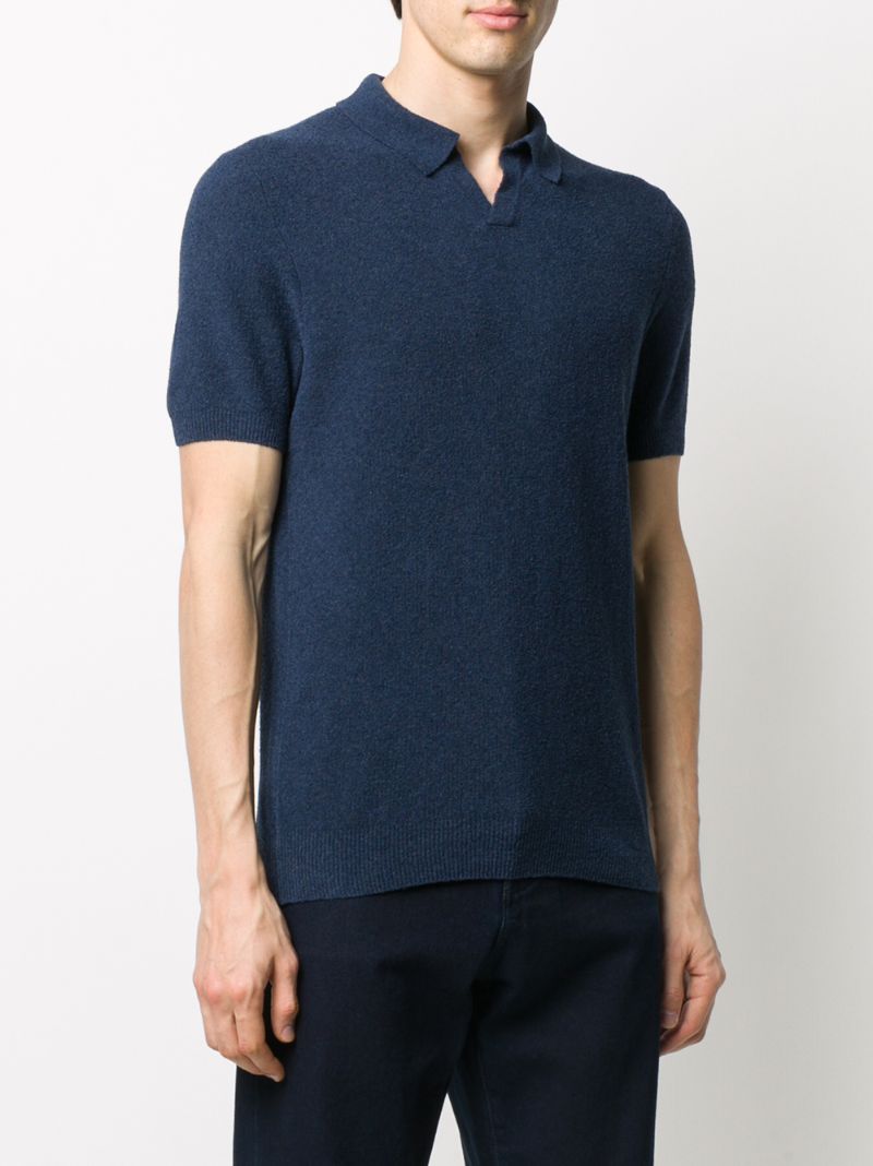 Shop Tagliatore Fine Knit Textured Polo Shirt In Blue