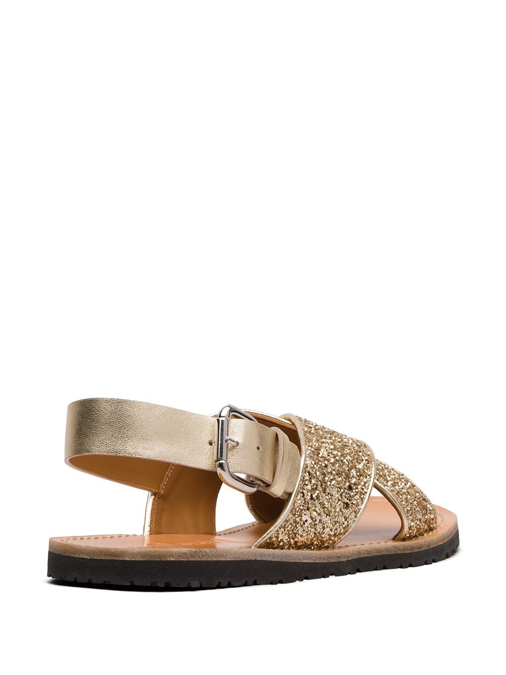 Shop Car Shoe Glitter-effect Slingback Sandals In Gold