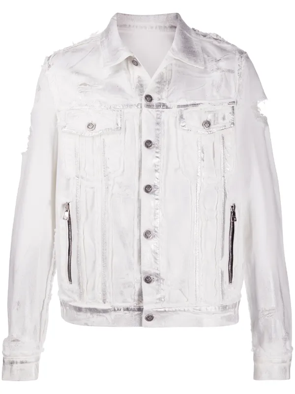 white denim ripped jacket
