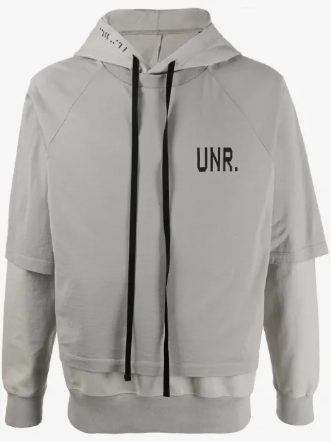 UNRAVEL PROJECT logo-print layered hoodie