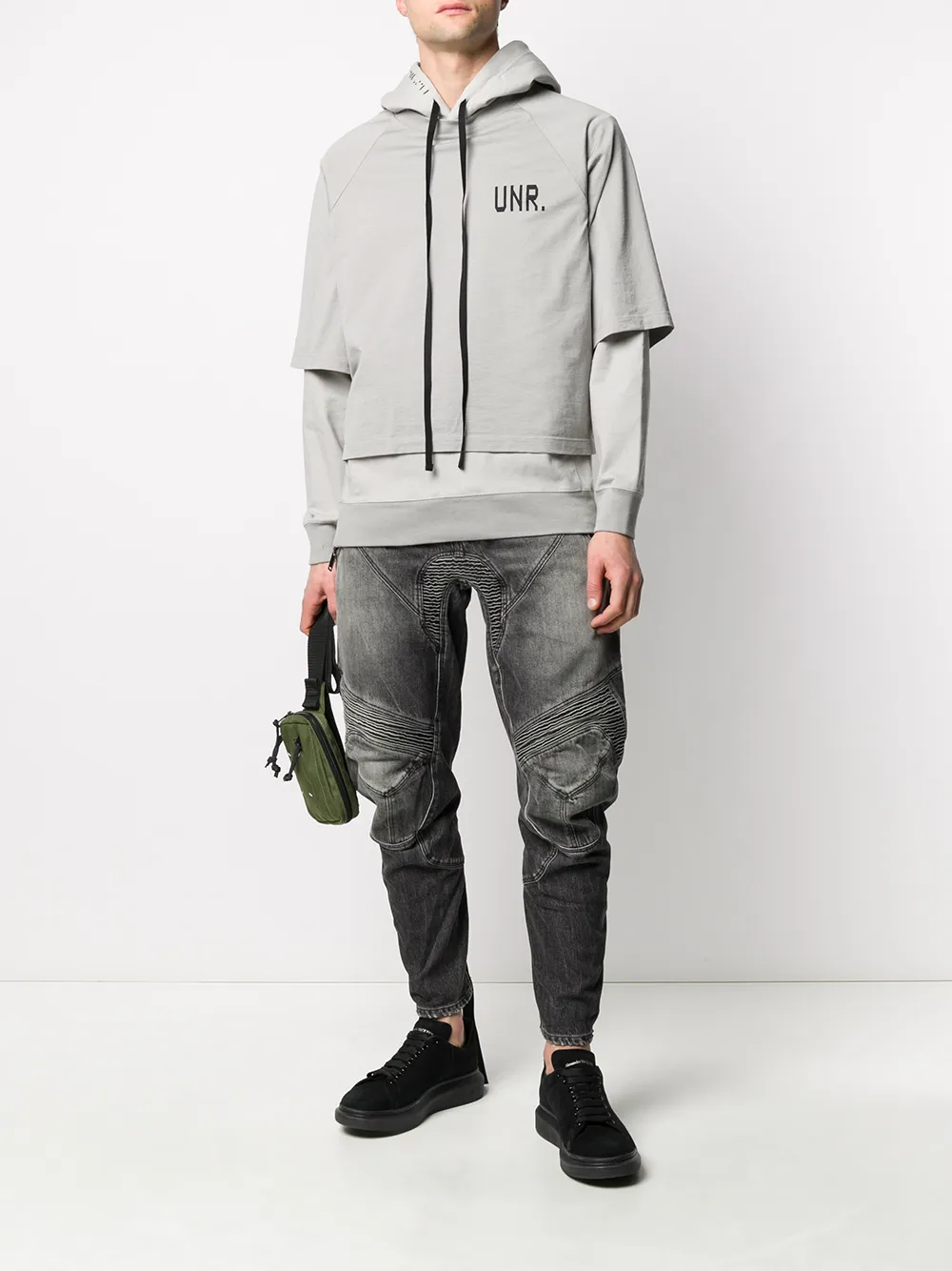  Unravel Project Kapuzenpullover Im Layering Look   Grau 