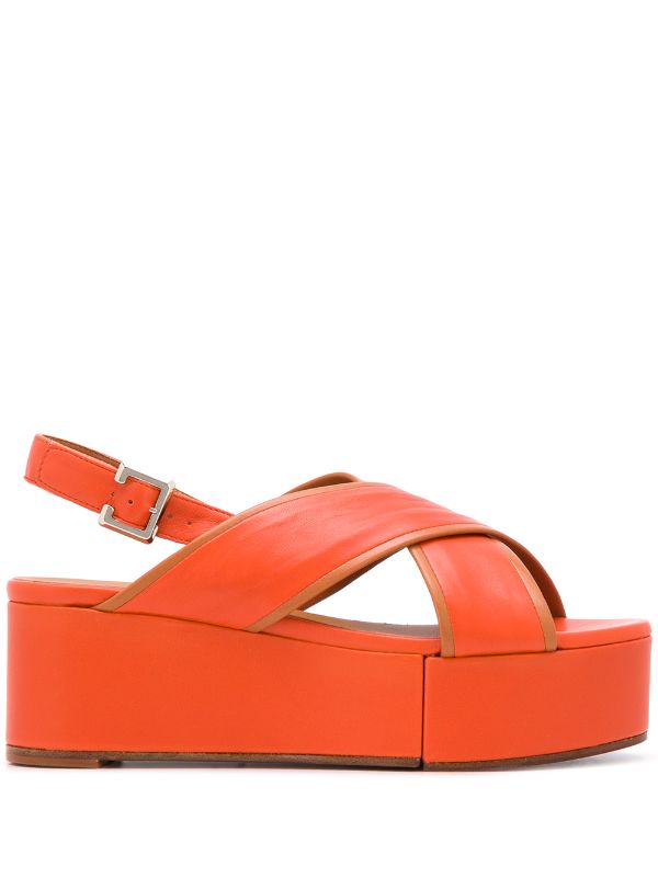 orange platform flip flops