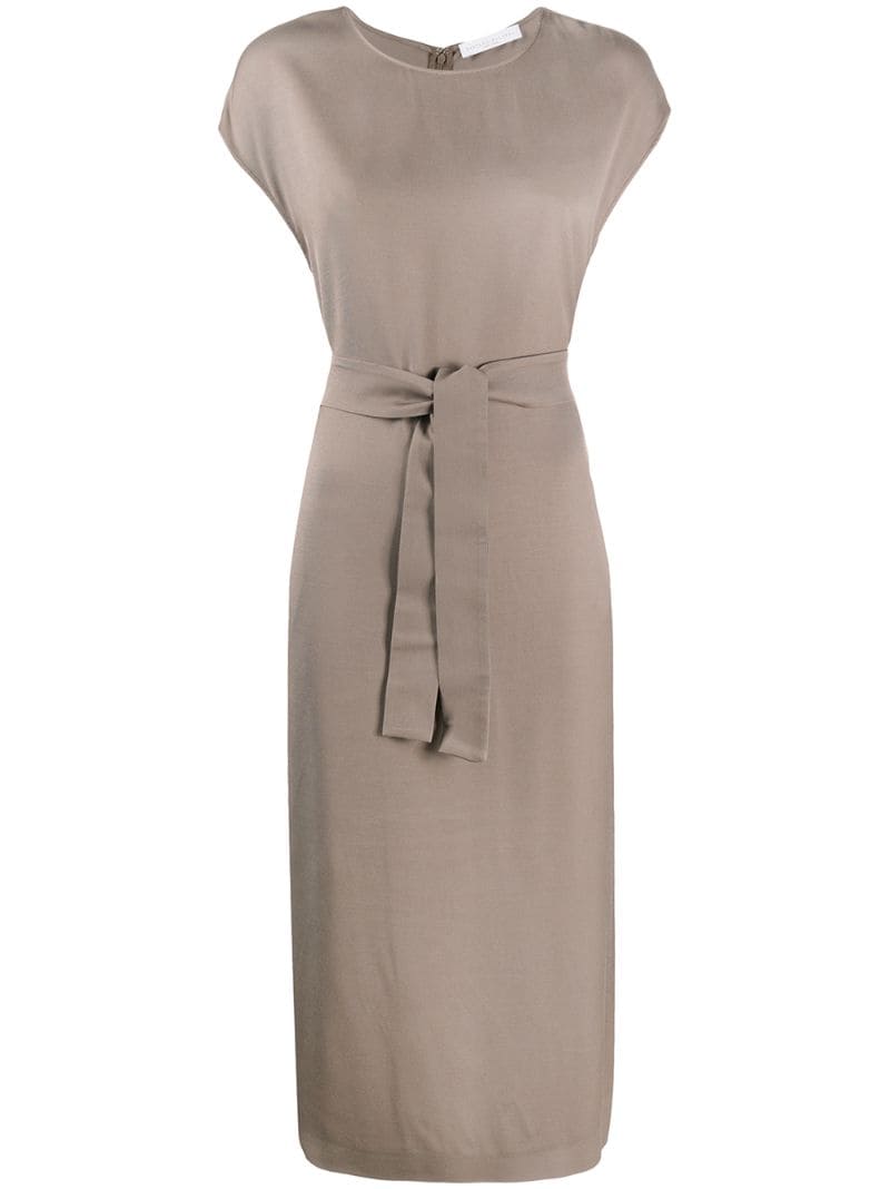 Fabiana Filippi Waist-tied Midi Dress In Neutrals