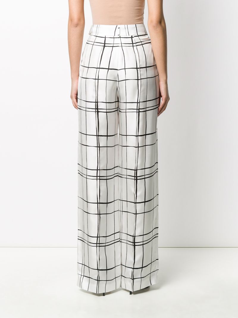 Shop Alexandre Vauthier Grid-pattern Wide Trousers In White
