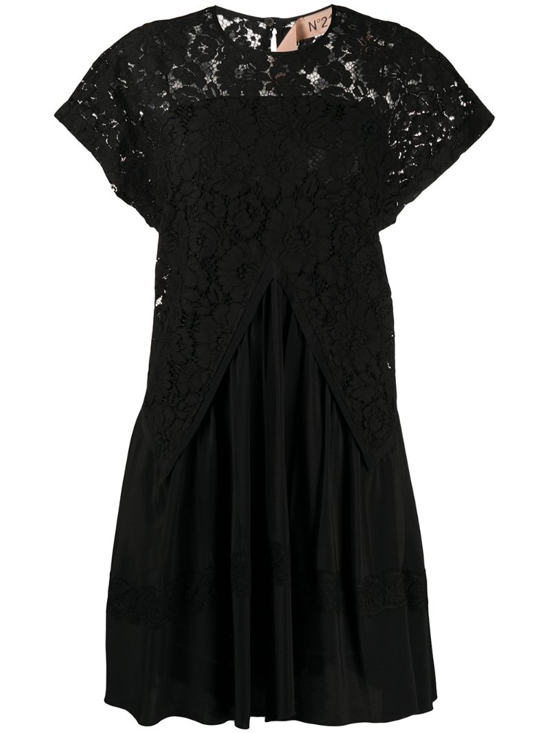 Shop N°21 Lace Draped Mini Dress In Black