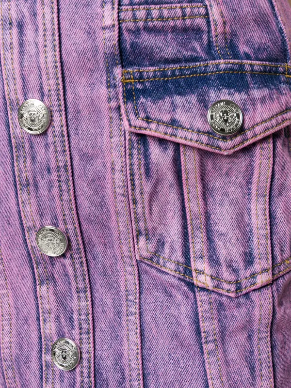 purple acid wash denim jacket