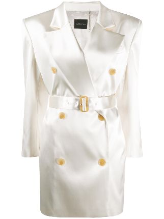 white silk blazer dress