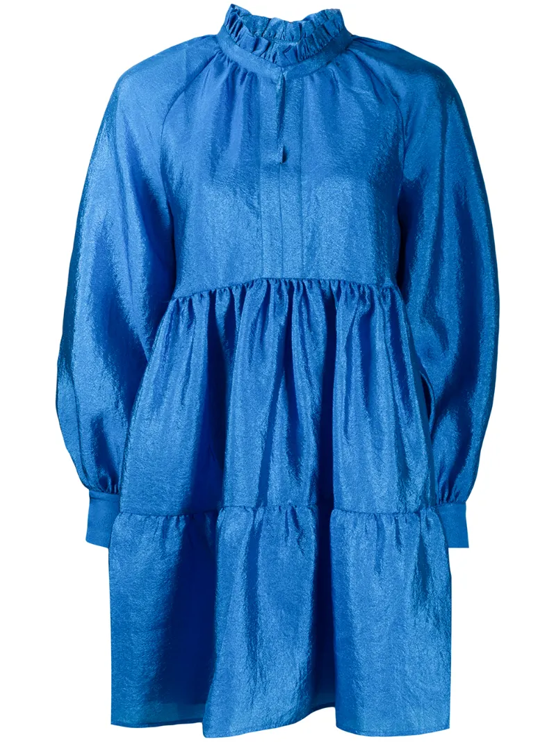 Stine Goya Jasmine Blue Taffeta Mini Dress In Blue