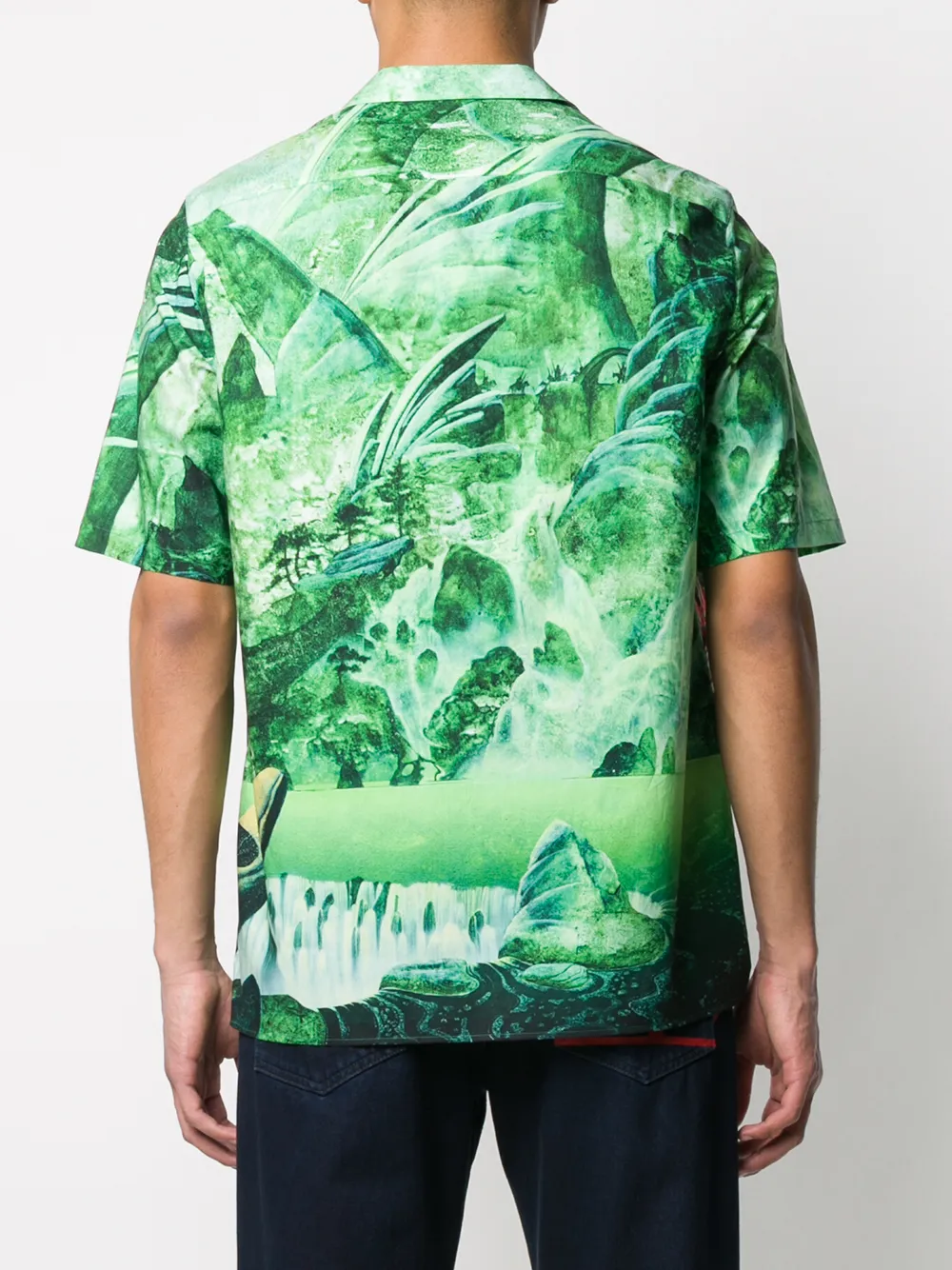 トップス Valentino Short-Sleeved Shirt Dragon Valentino Dragon Print Short-sleeved Shirt In Green | ModeSens