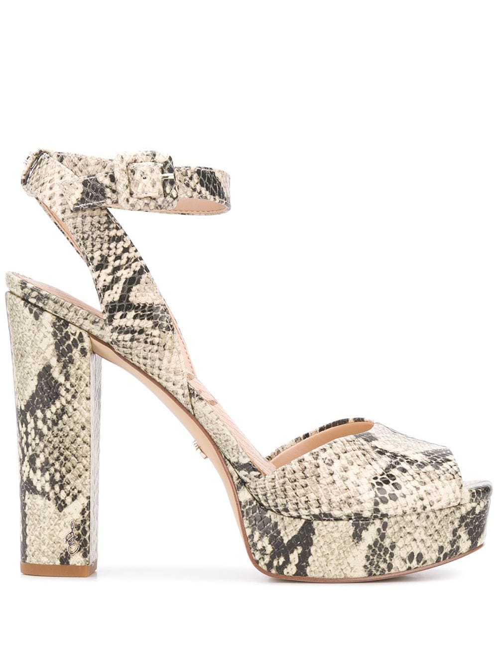 Sam Edelman Snakeskin Textured Sandals In Grey