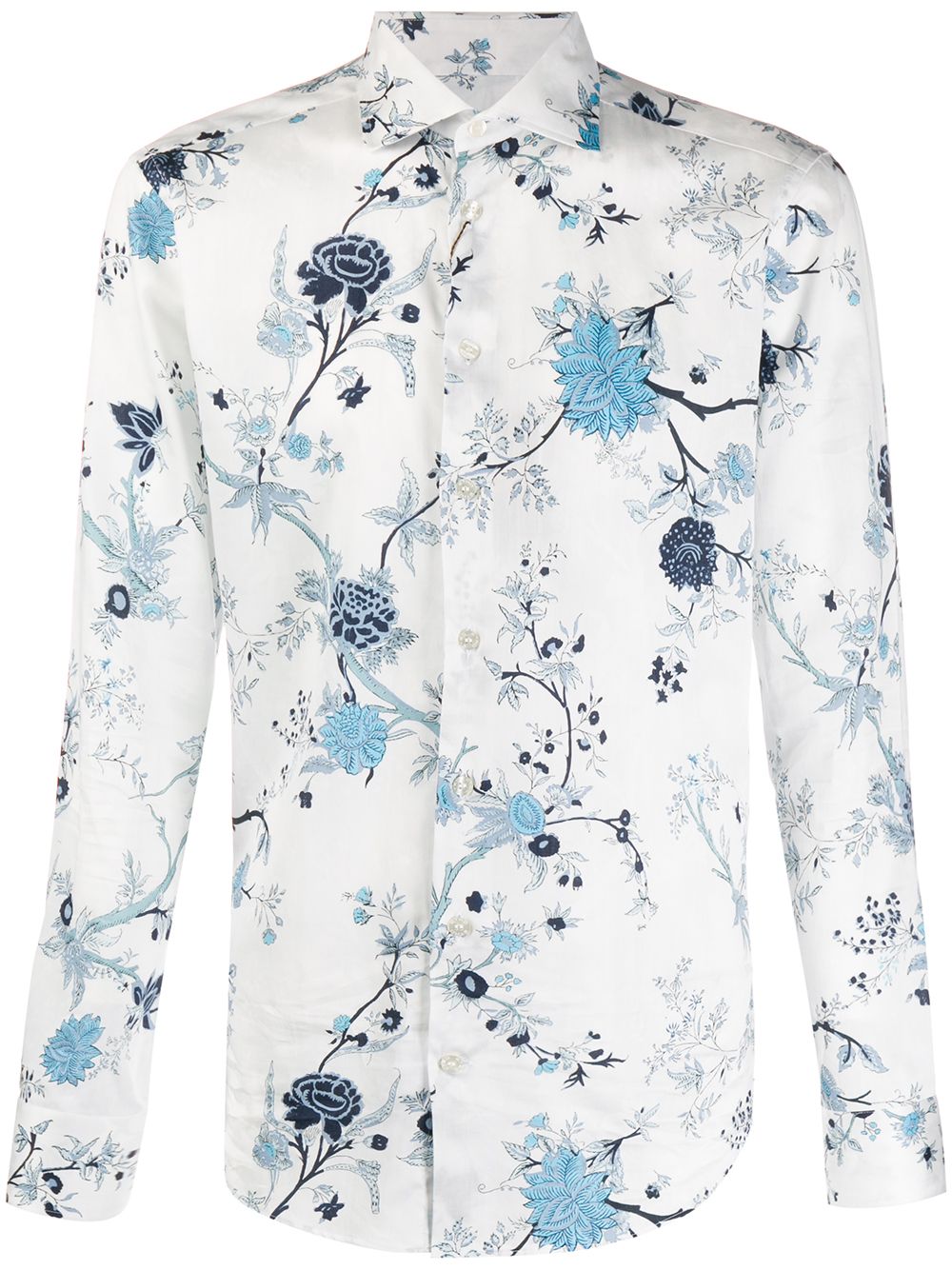 Etro Long Sleeve Floral Print Shirt In White