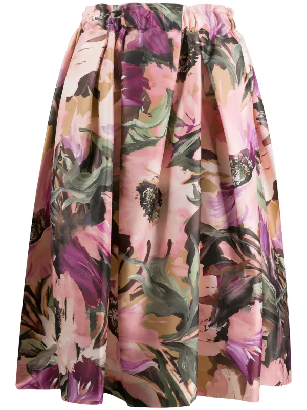 pink green midi skirt