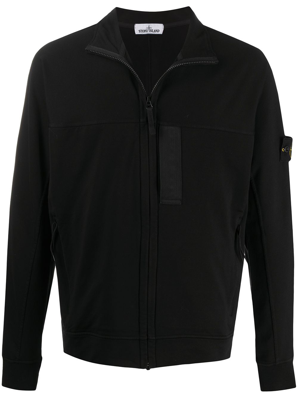 Stone Island Panelled Zip-up Sweatshirt In Black