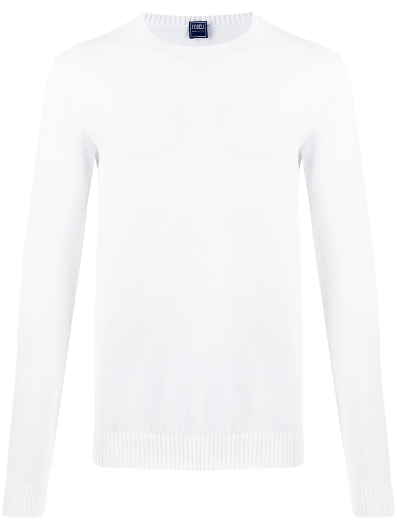 Fedeli Fine Knit Crewneck Jumper In White