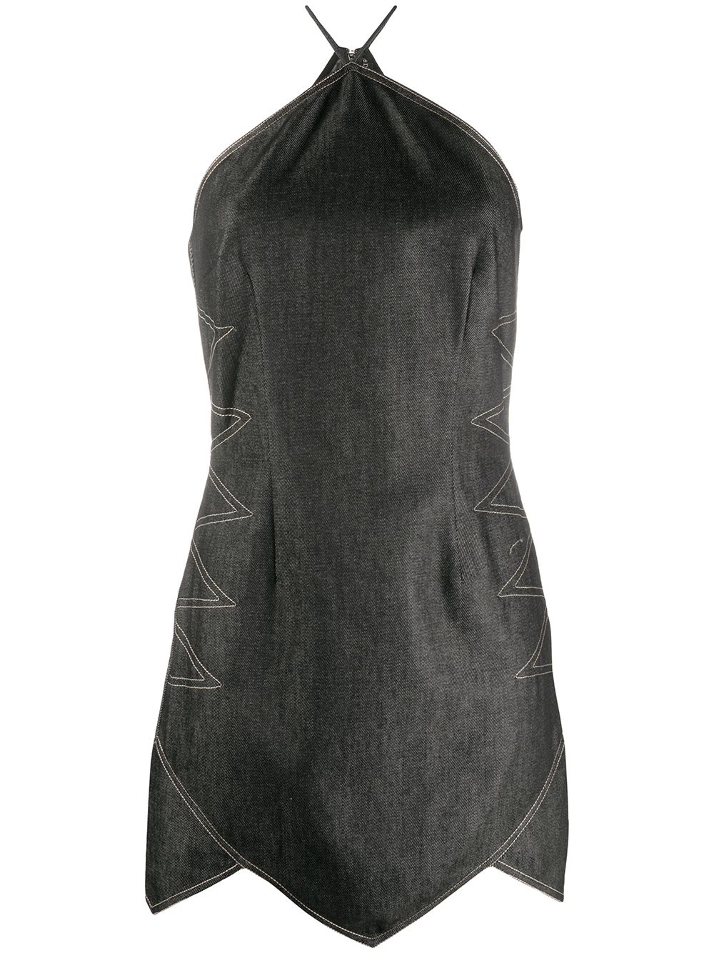 David Koma Sleeveless Topstitching Dress In Grey