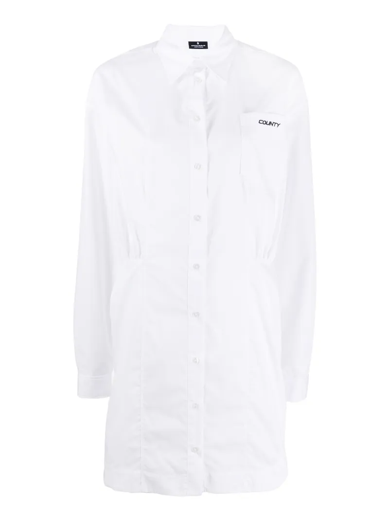 Marcelo Burlon County Of Milan Logo Embroidered Shirt Dress In White