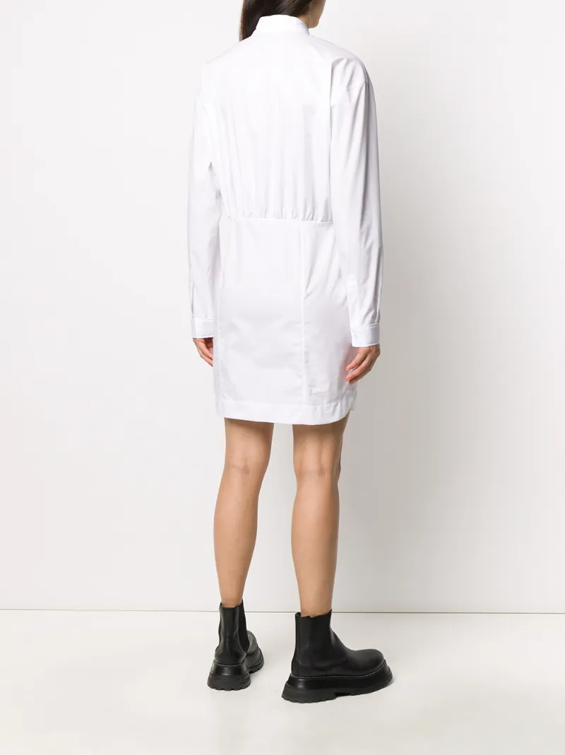 Marcelo Burlon County Of Milan Logo Embroidered Shirt Dress In White