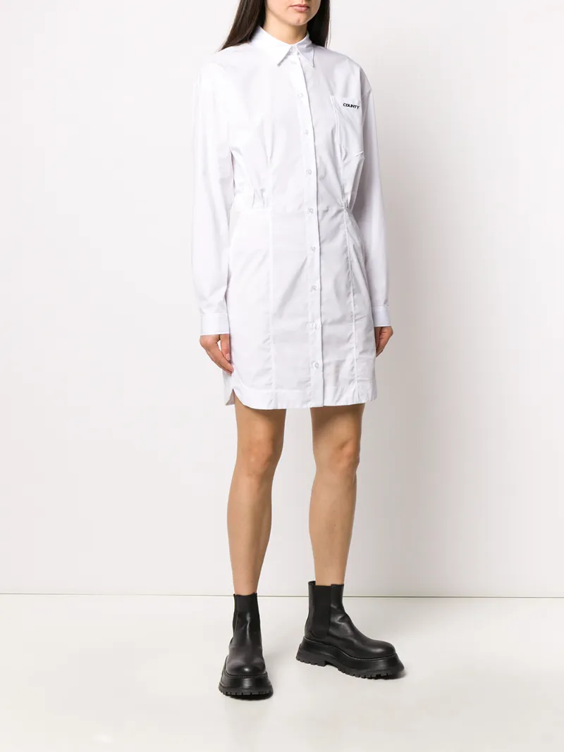Marcelo Burlon County Of Milan Logo Embroidered Shirt Dress In White