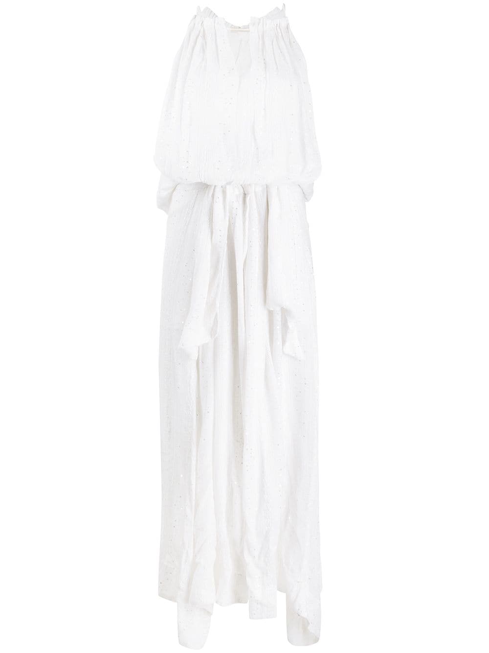 Mes Demoiselles Sequin-embellished Slub Halterneck Dress In White