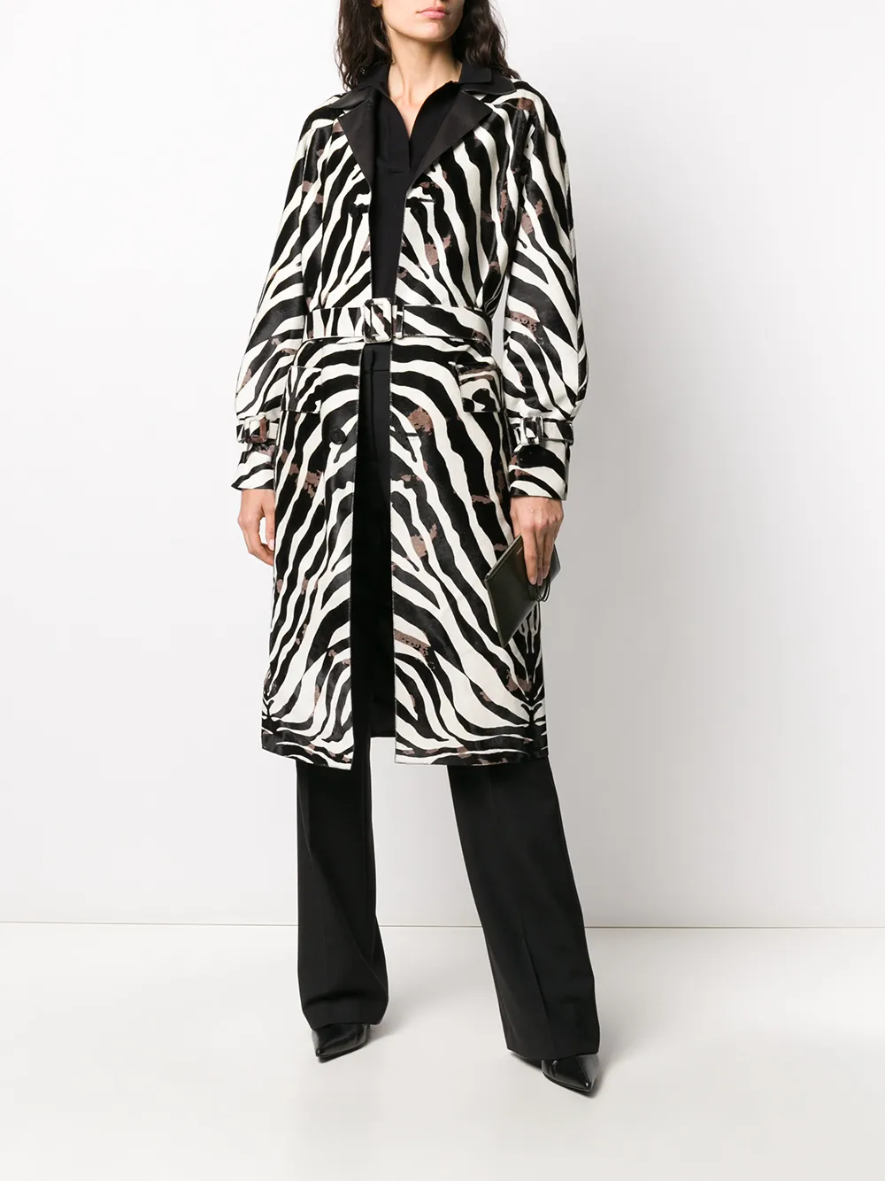  Tod's Trenchcoat Mit Zebra Print   Schwarz 