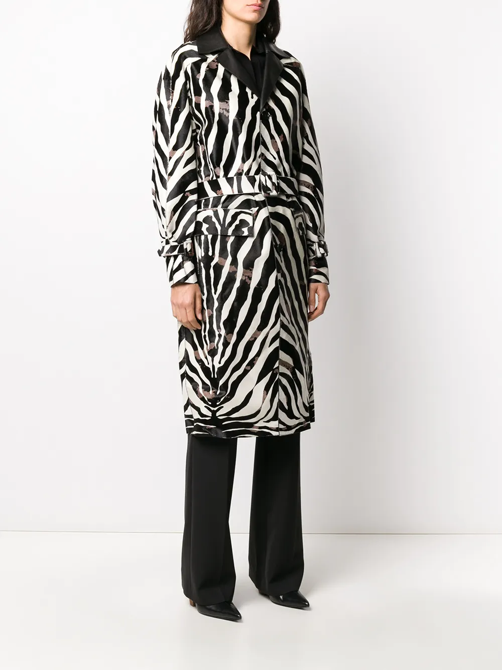  Tod's Trenchcoat Mit Zebra Print   Schwarz 
