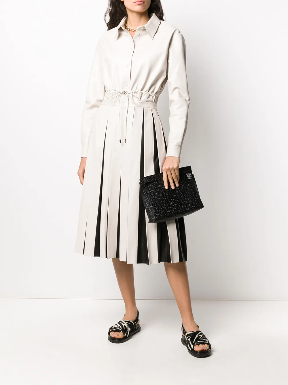  Tod's Pleated Leather Skirt - Neutrals 