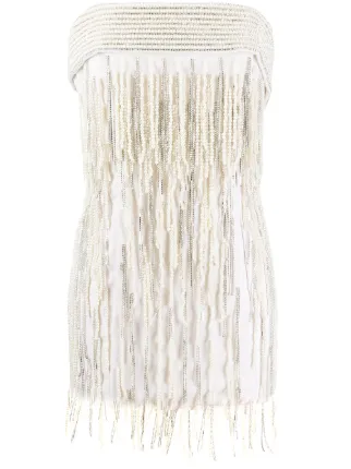 embellished fringe mini dress