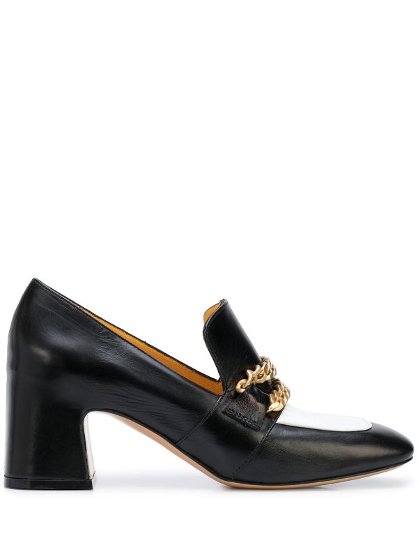 black block heel loafers