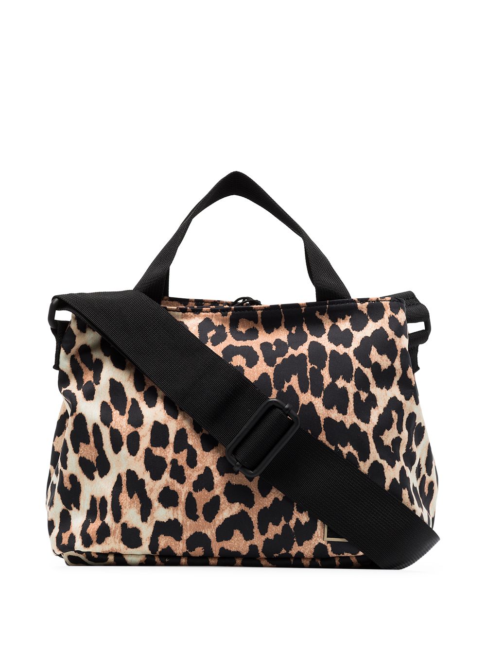 фото Ganni brown and black leopard print shoulder bag