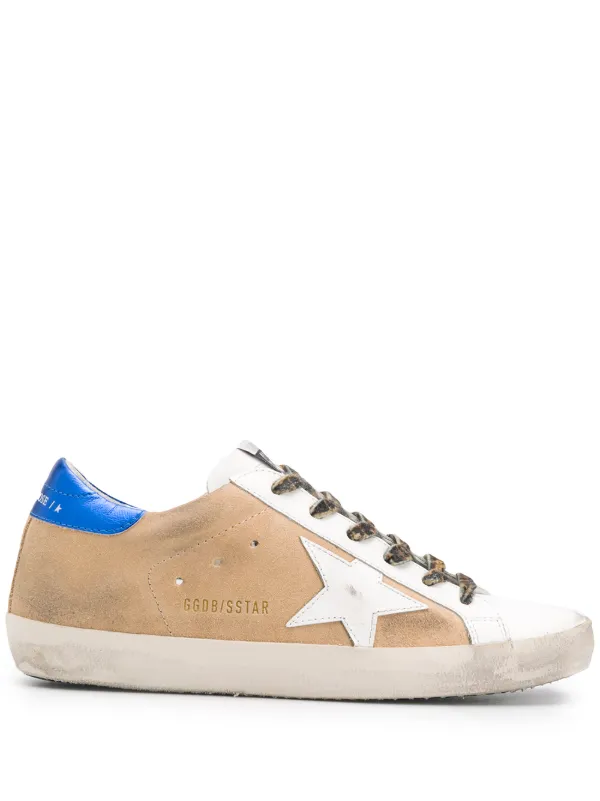 golden goose white leather blue suede