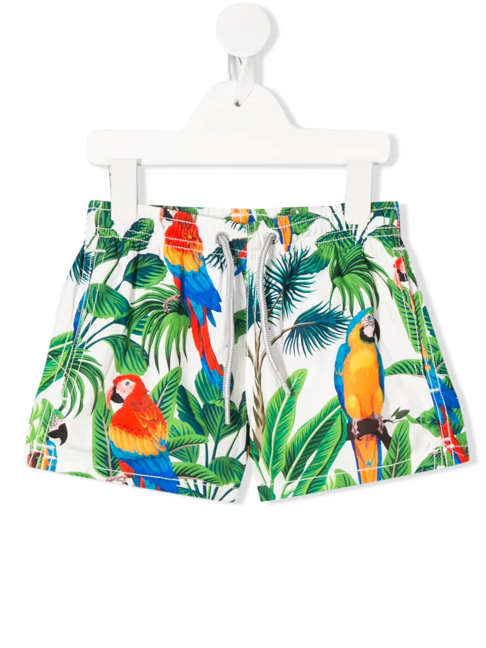 Mc2 Saint Barth Kids' Jean Tropical Print Swimming Shorts In Green