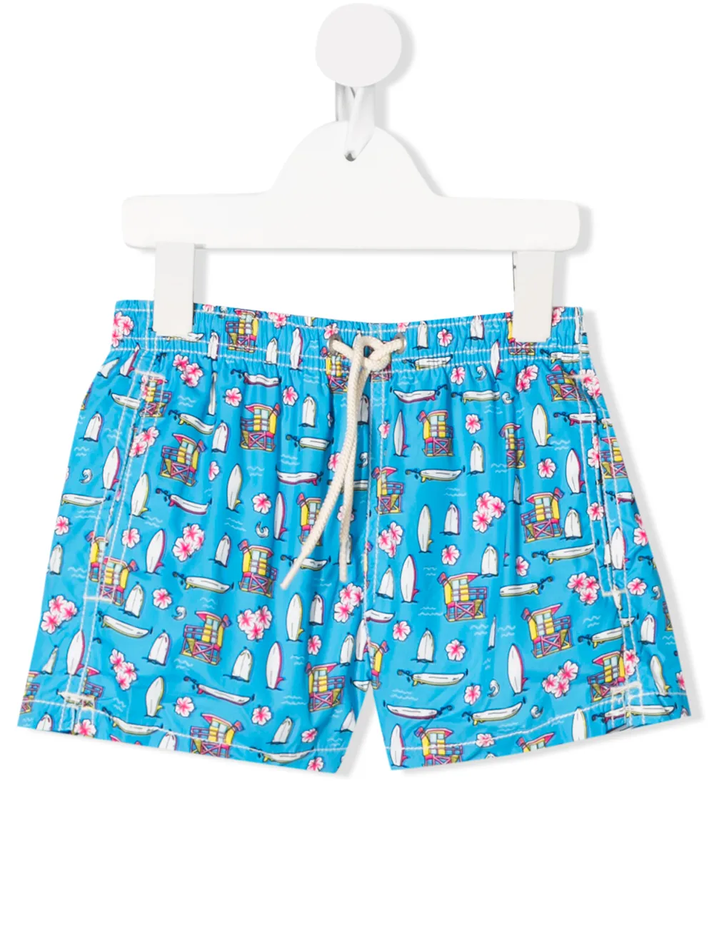 Mc2 Saint Barth Kids' Boat Print Shorts In Blue
