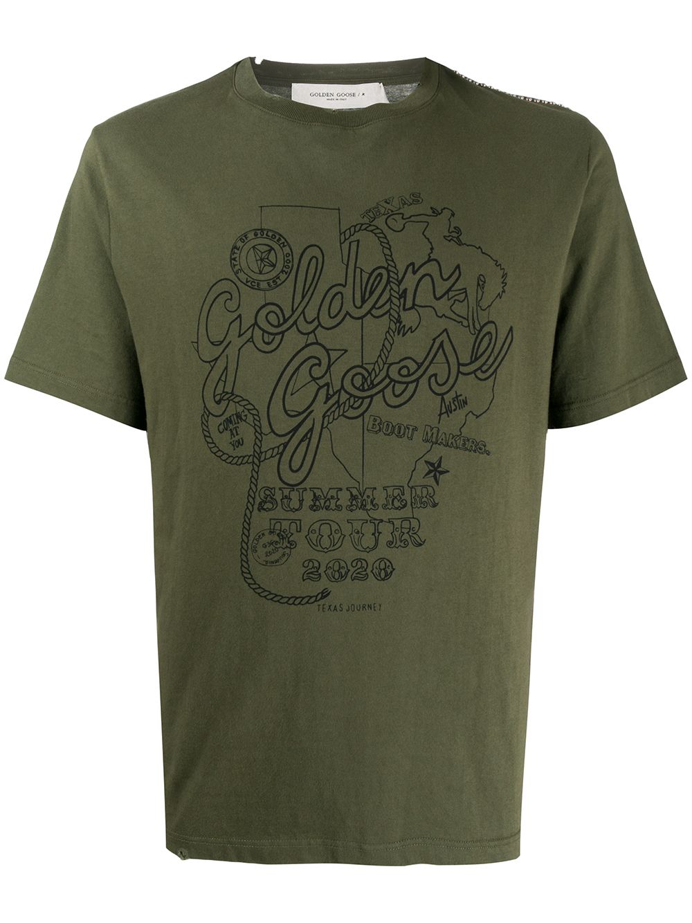 Golden Goose Golden Tour Print T-shirt In Green