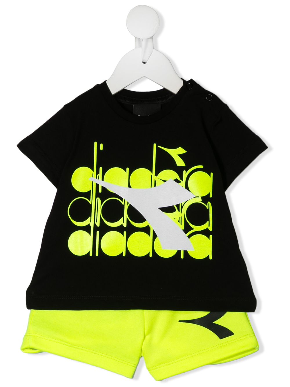 Diadora Junior Babies' Graphic-print Two-tone Tracksuit Set In Black