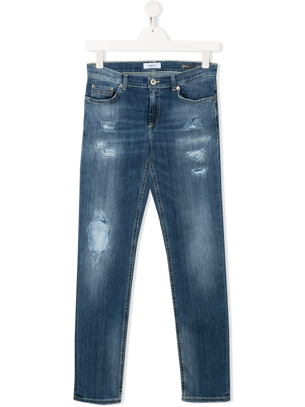 Dondup Teen Ripped Effect Skinny Fit Jeans In Blue