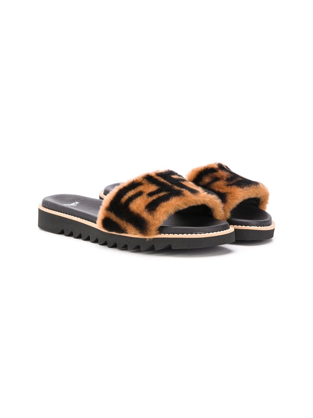 Shop Fendi Teen Ff Strap Sandals In Neutrals