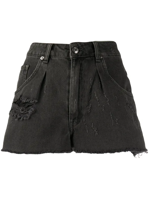 black denim distressed shorts