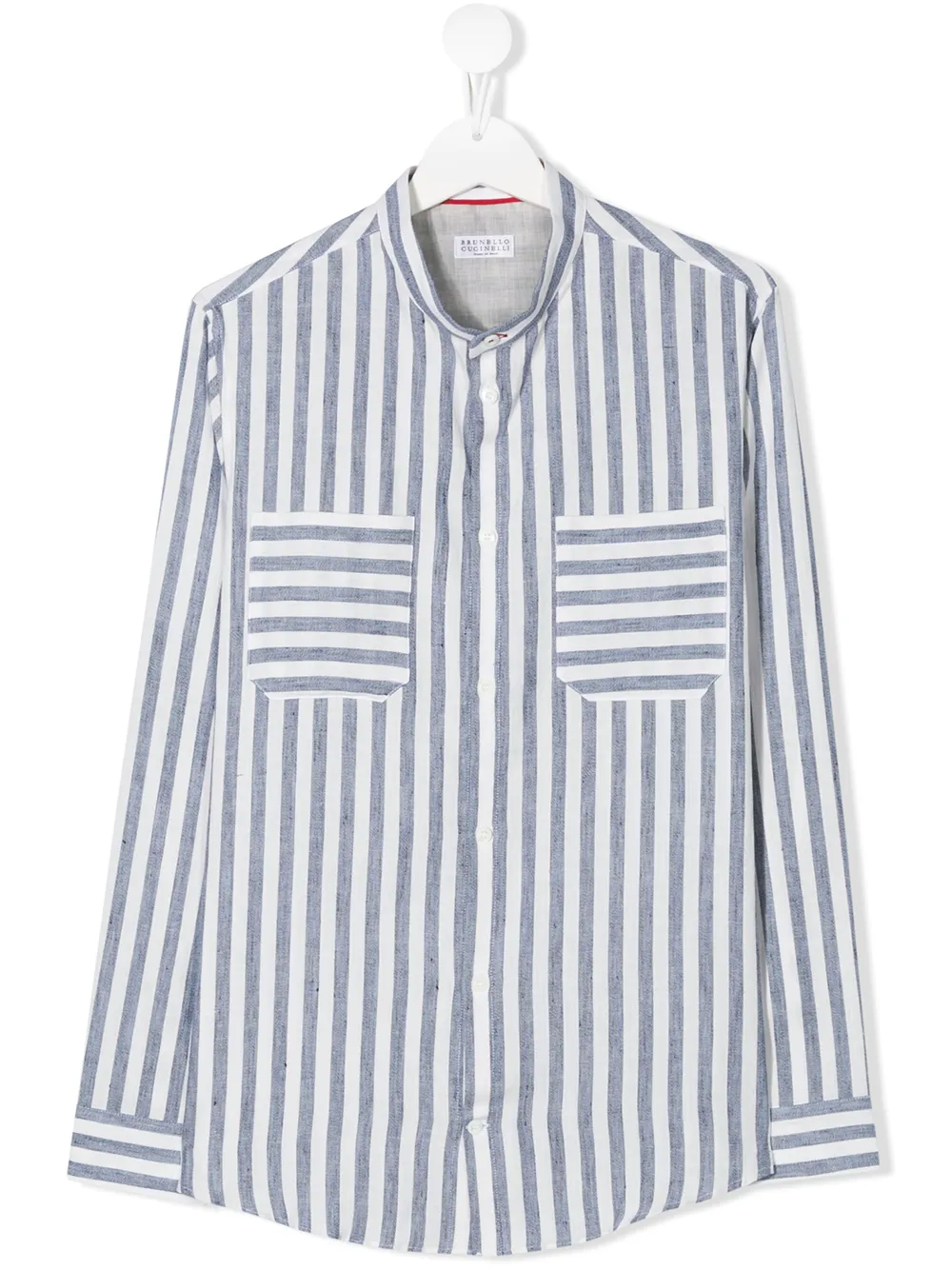 Brunello Cucinelli Kids' Stripe Print Shirt In Blue