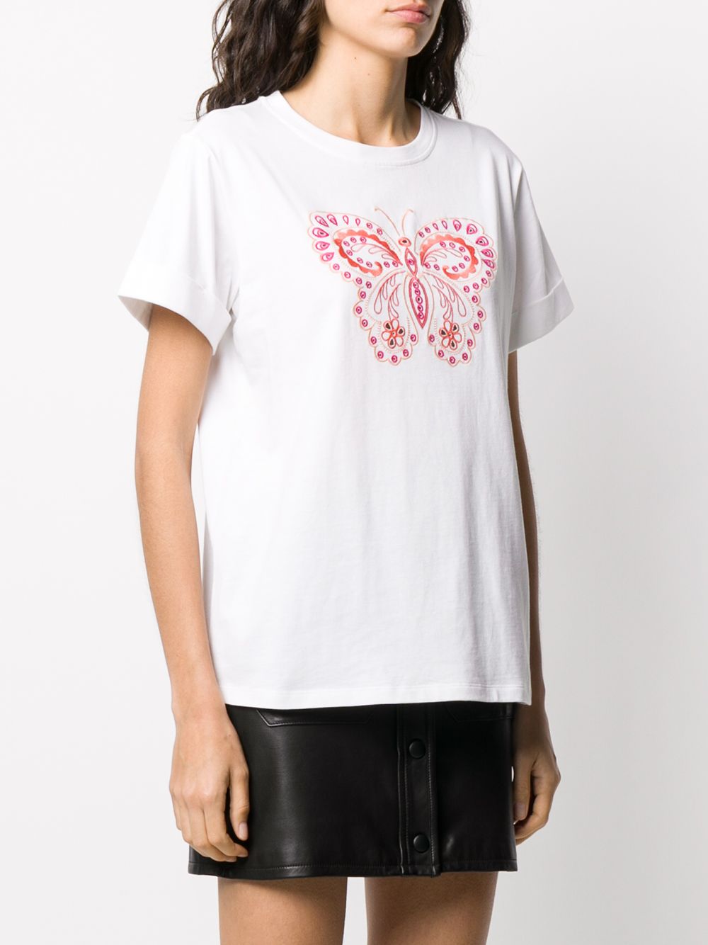 фото Twin-set butterfly embroidered round neck t-shirt