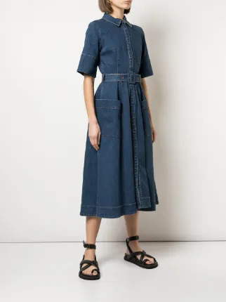 co belted denim dress