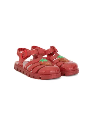 red jelly sandals