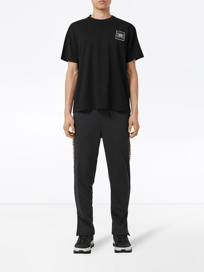 Shop Burberry Vintage Check Trim Technical Twill Trackpants In Black