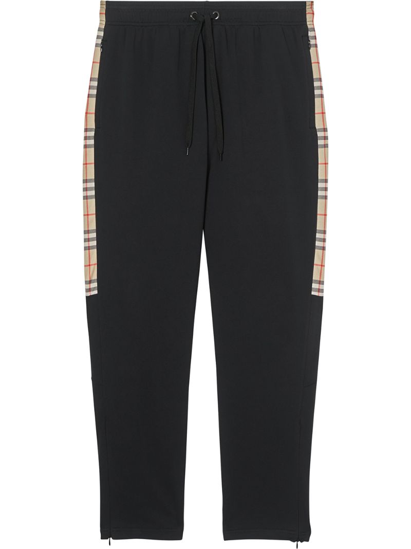 Shop Burberry Vintage Check Trim Technical Twill Trackpants In Black