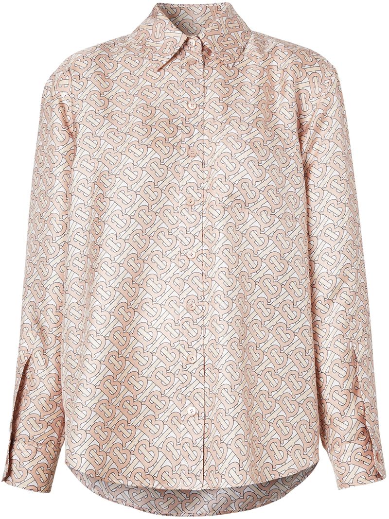 Shop Burberry Monogram Print Shirt In Pink