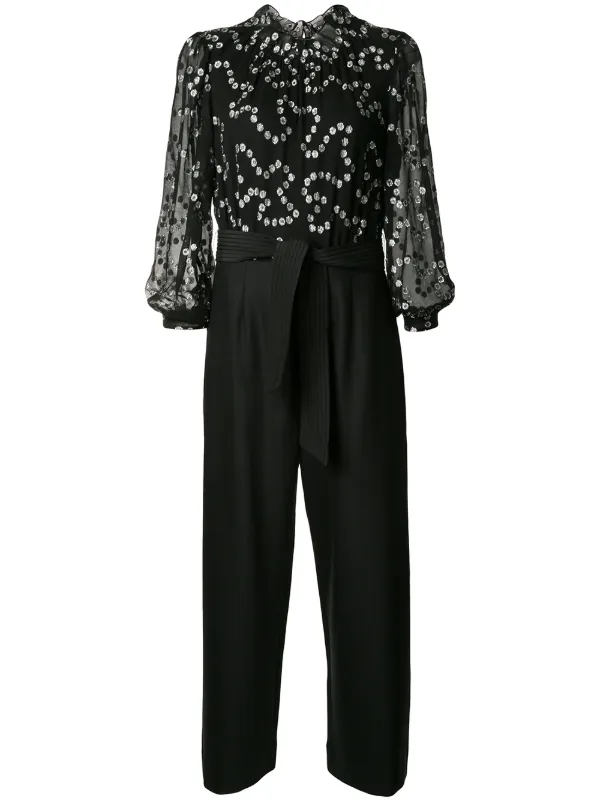 long sleeve metallic jumpsuit